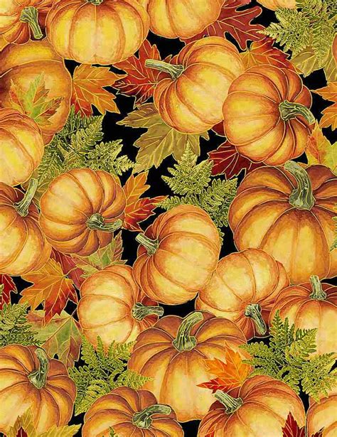 Metallic Pumpkins Fabric 